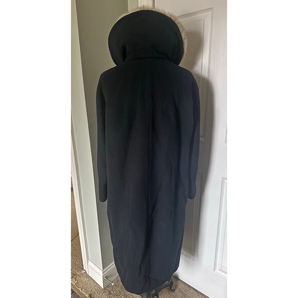Vintage wool angora mink collar woman coat black gray DOBROYD retro overcoat S - Picture 13 of 16